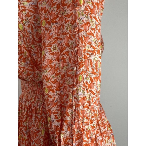 F. Poupette St Barth Dress Sise XS Multicolor Floral Orange 3/4 Sleeve. NWT - Picture 8 of 12